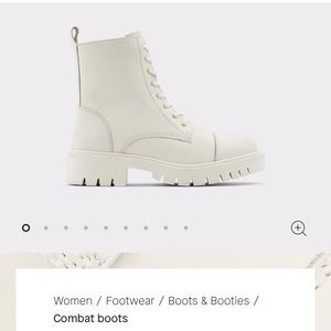ALDO REILLY WHITE LEATHER ZIP AND LACE UP BOOTS